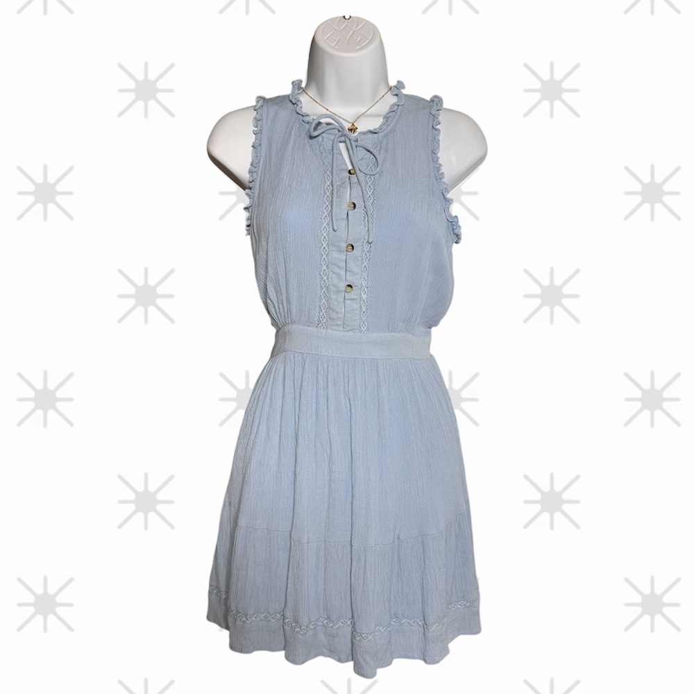 O'Neill Size XS Boho Ruffled Trim laced accents Flowy Tieneck babydoll/sundress